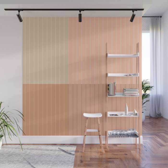Color Block Line Abstract II Vintage Neutral Wall Mural Gallery Image 1