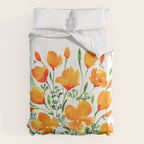 Watercolor California poppies Duvet Cover Gallery Image 6