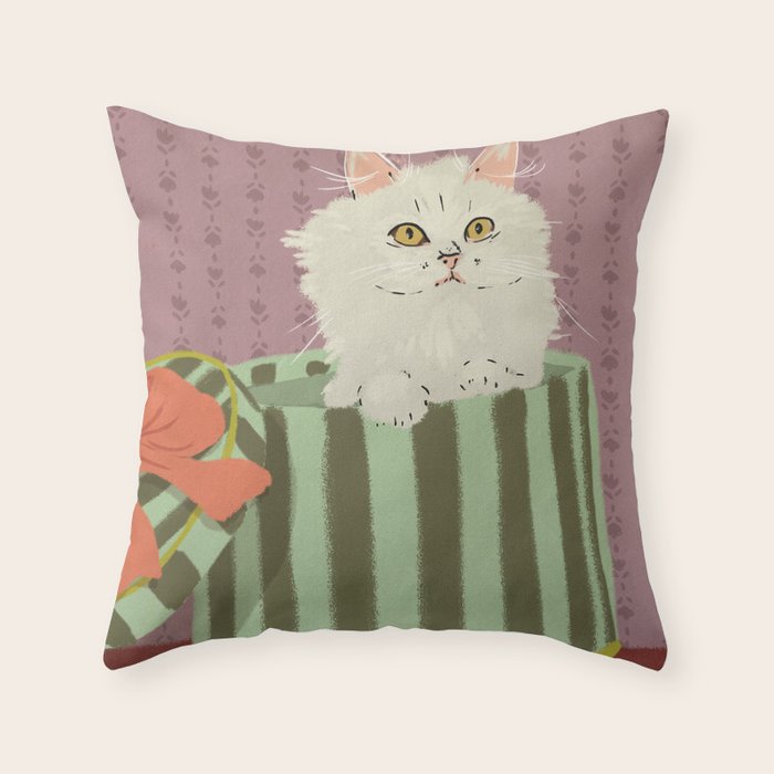 Surprise Kitty Throw Pillow Gallery Image 6