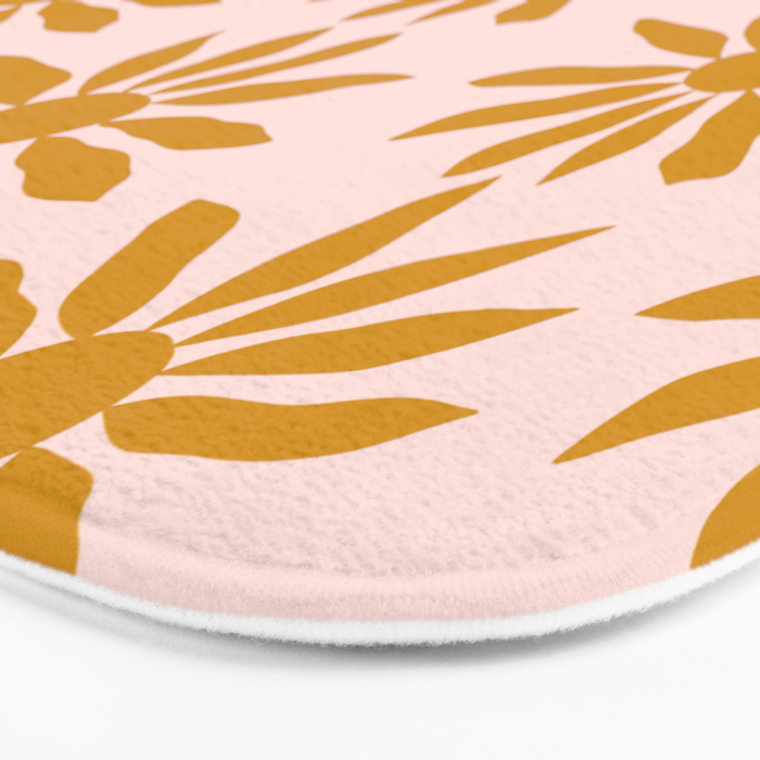 Gold Flowers on Pink Background - Pattern Bath Mat Gallery Image 3