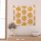 Gold Flowers on Pink Background - Pattern Wall Tapestry Gallery Image 2