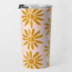 Gold Flowers on Pink Background - Pattern Travel Mug Gallery Image 3