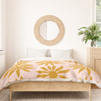 Gold Flowers on Pink Background - Pattern Duvet Cover Gallery Image 3