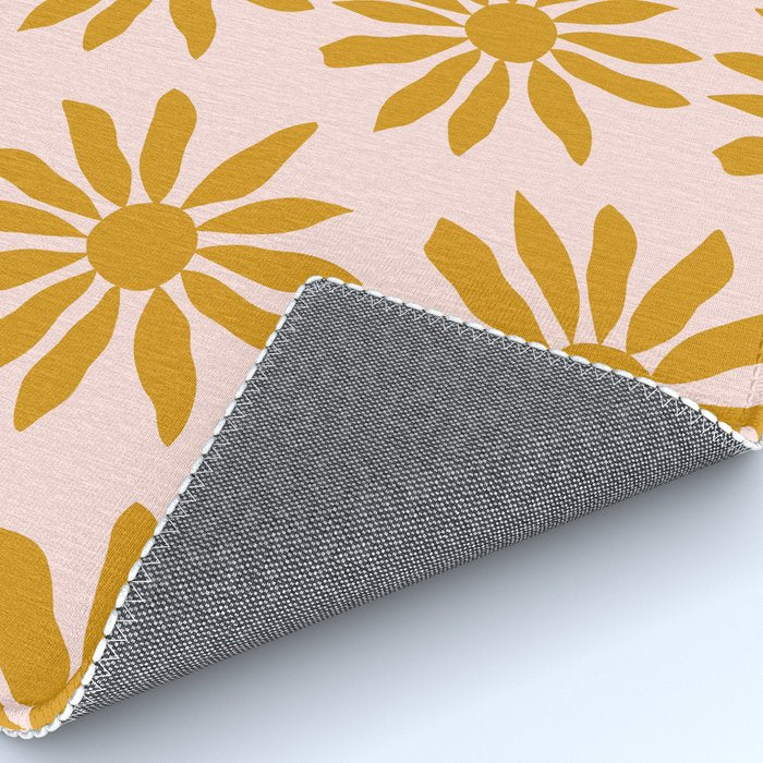 Gold Flowers on Pink Background - Pattern Rug Gallery Image 4