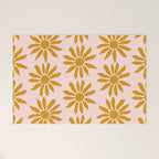 Gold Flowers on Pink Background - Pattern Welcome Mat Gallery Image 1