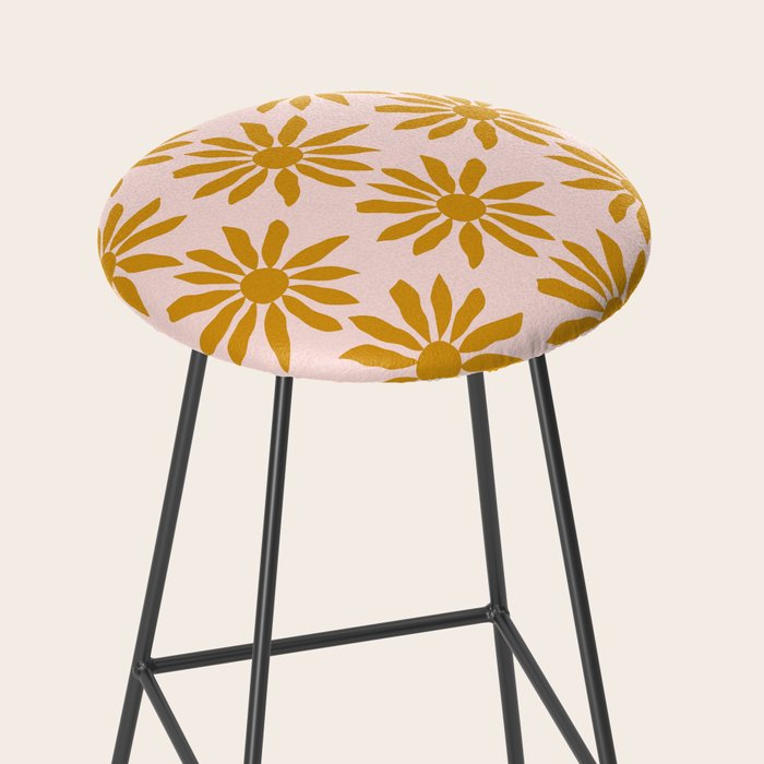 Gold Flowers on Pink Background - Pattern Stool Gallery Image 2