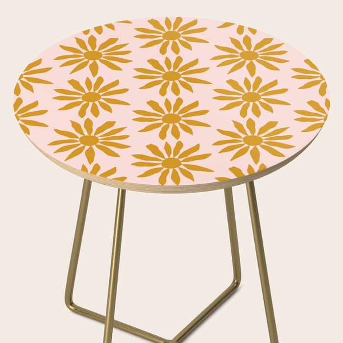 Gold Flowers on Pink Background - Pattern Side Table Gallery Image 2