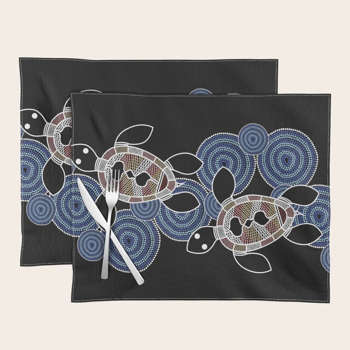 Authentic Aboriginal Art - Sea Turtles 2 Placemat Gallery Image 1