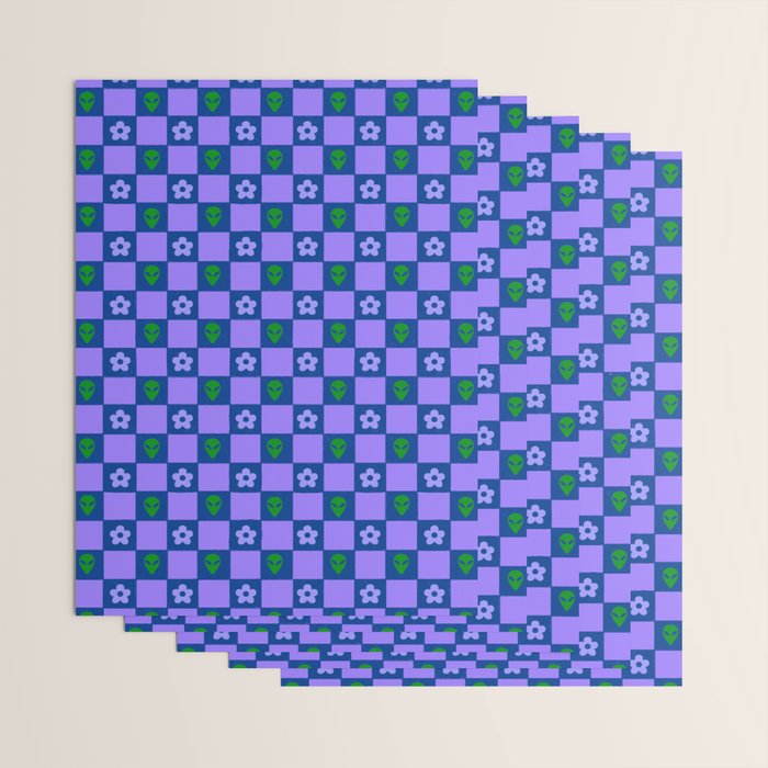 Alien Daisy Checkerboard Wrapping Paper Gallery Image 3