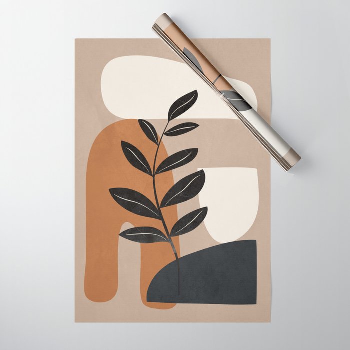 Modern Abstract Minimal Shapes Branches Art 8 Wrapping Paper Gallery Image 1