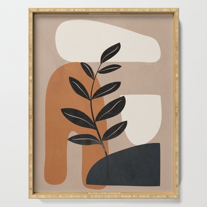 Modern Abstract Minimal Shapes Branches Art 8 Serving Tray Gallery Image 1