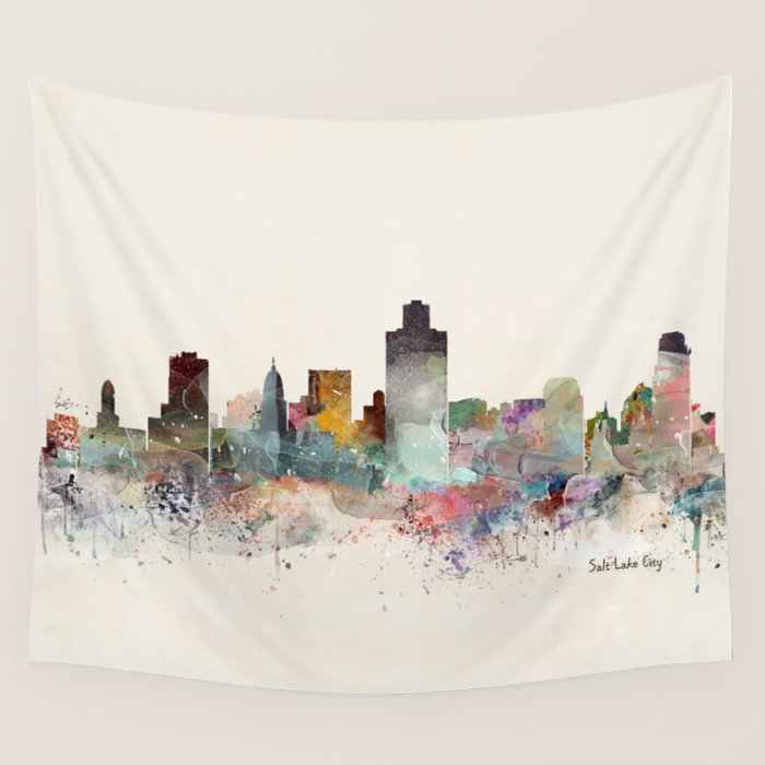 salt lake city skyline Wall Tapestry Gallery Image 1