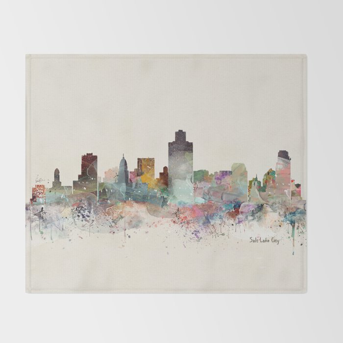 salt lake city skyline Throw Blanket Gallery Image 2
