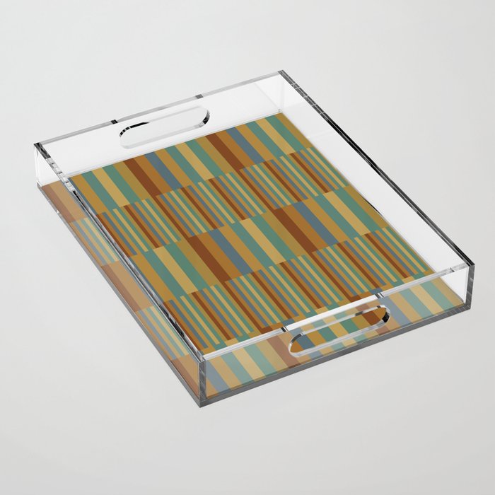 Mixed Stripes Pattern XX Retro Earthy Acrylic Tray Gallery Image 1