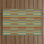 Mixed Stripes Pattern XX Retro Earthy Outdoor Rug Gallery Image 1
