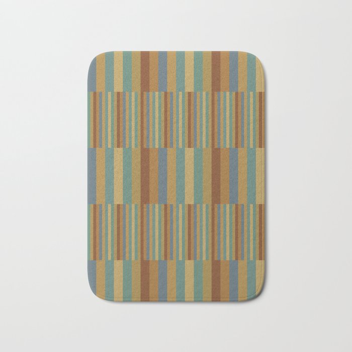 Mixed Stripes Pattern XX Retro Earthy Bath Mat Gallery Image 1