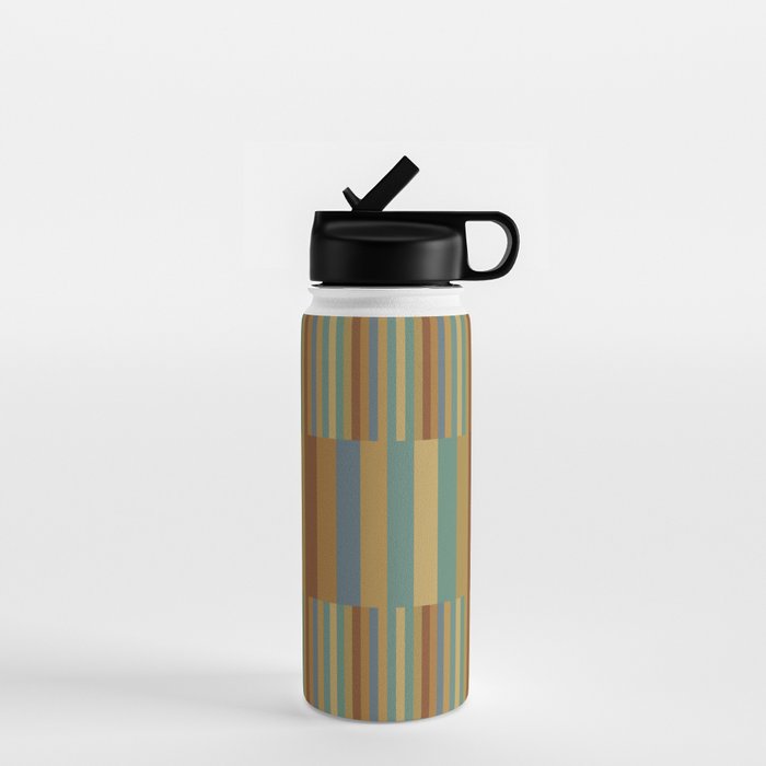 Mixed Stripes Pattern XX Retro Earthy Water Bottle Gallery Image 1
