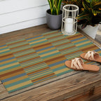 Mixed Stripes Pattern XX Retro Earthy Outdoor Rug Gallery Image 2