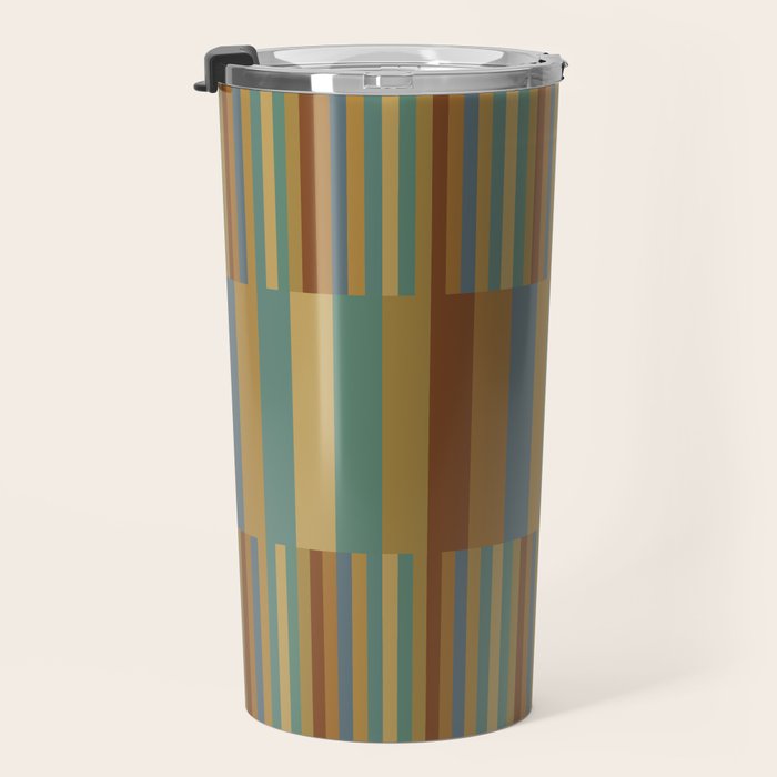 Mixed Stripes Pattern XX Retro Earthy Travel Mug Gallery Image 3