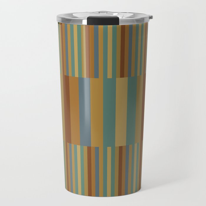 Mixed Stripes Pattern XX Retro Earthy Travel Mug Gallery Image 1