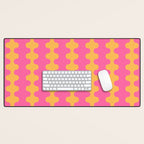 Pop Stripes Wavy Ogee A-Go-Go Pattern in Bright Pink and Yellow Desk Mat Gallery Image 1