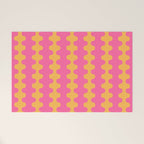 Pop Stripes Wavy Ogee A-Go-Go Pattern in Bright Pink and Yellow Welcome Mat Gallery Image 1