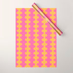 Pop Stripes Wavy Ogee A-Go-Go Pattern in Bright Pink and Yellow Wrapping Paper Gallery Image 1