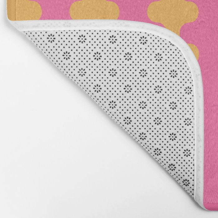 Pop Stripes Wavy Ogee A-Go-Go Pattern in Bright Pink and Yellow Bath Mat Gallery Image 2
