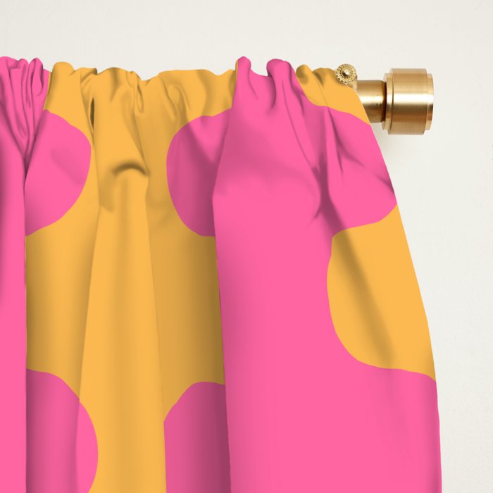 Pop Stripes Wavy Ogee A-Go-Go Pattern in Bright Pink and Yellow Window Curtain Gallery Image 2