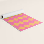 Pop Stripes Wavy Ogee A-Go-Go Pattern in Bright Pink and Yellow Yoga Mat Gallery Image 2