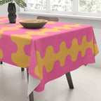 Pop Stripes Wavy Ogee A-Go-Go Pattern in Bright Pink and Yellow Tablecloth Gallery Image 3