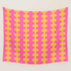 Pop Stripes Wavy Ogee A-Go-Go Pattern in Bright Pink and Yellow Wall Tapestry Gallery Image 4