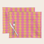 Pop Stripes Wavy Ogee A-Go-Go Pattern in Bright Pink and Yellow Placemat Gallery Image 1