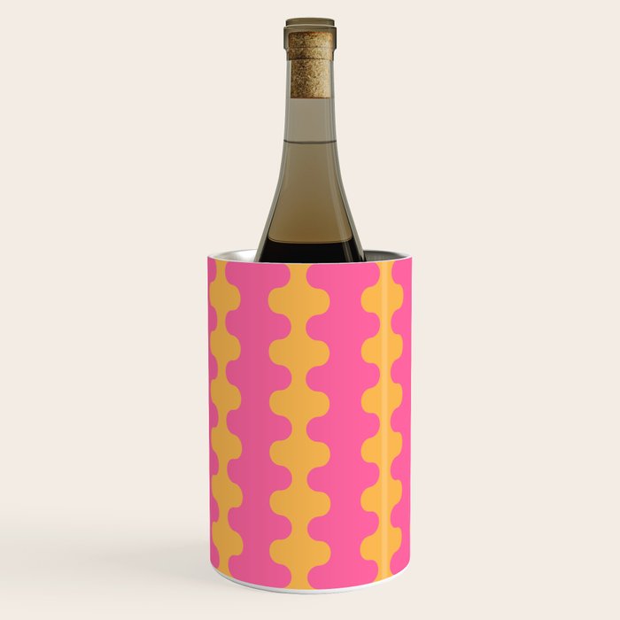 Pop Stripes Wavy Ogee A-Go-Go Pattern in Bright Pink and Yellow Wine Chiller Gallery Image 2