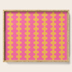 Pop Stripes Wavy Ogee A-Go-Go Pattern in Bright Pink and Yellow Serving Tray Gallery Image 1
