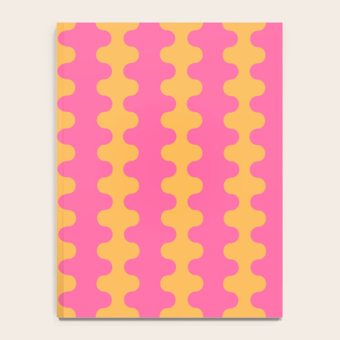 Pop Stripes Wavy Ogee A-Go-Go Pattern in Bright Pink and Yellow Notebook Gallery Image 4