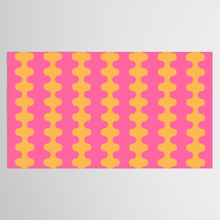 Pop Stripes Wavy Ogee A-Go-Go Pattern in Bright Pink and Yellow Tablecloth Gallery Image 2