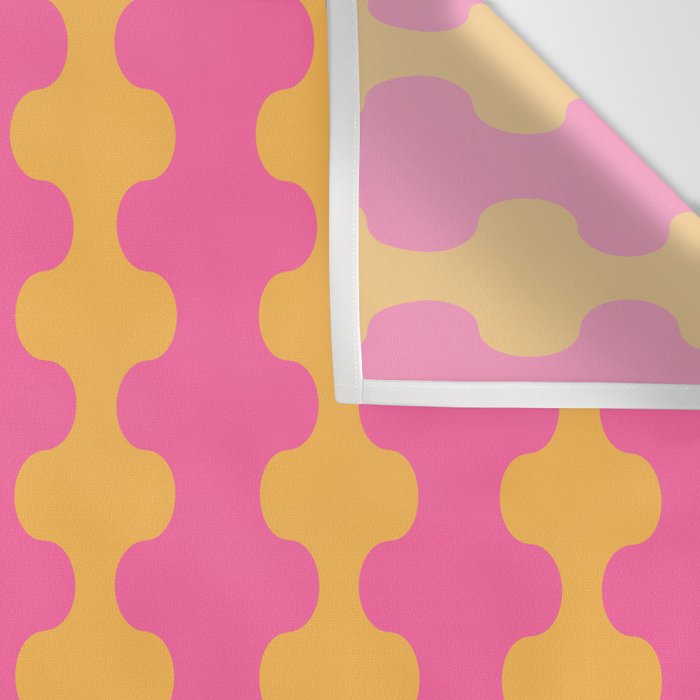 Pop Stripes Wavy Ogee A-Go-Go Pattern in Bright Pink and Yellow Wall Tapestry Gallery Image 3