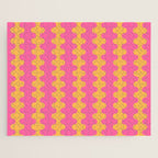 Pop Stripes Wavy Ogee A-Go-Go Pattern in Bright Pink and Yellow Jigsaw Puzzle Gallery Image 1