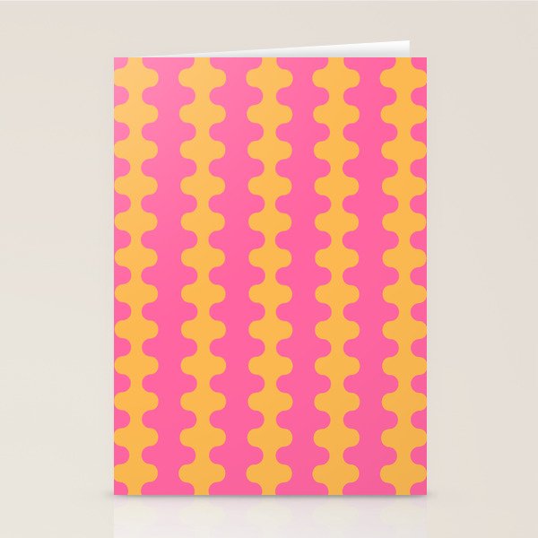 Pop Stripes Wavy Ogee A-Go-Go Pattern in Bright Pink and Yellow Stationery Card Gallery Image 2