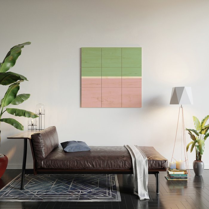 Color Block III Green Pink Wood Wall Art Gallery Image 2