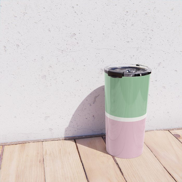 Color Block III Green Pink Travel Mug Gallery Image 4