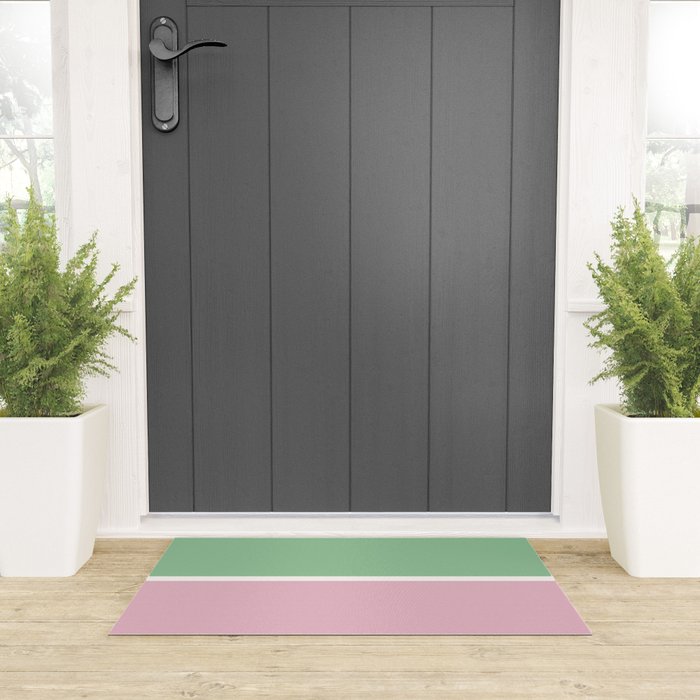 Color Block III Green Pink Welcome Mat Gallery Image 3