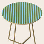 Light Sky Blue, Dark Sea Green, and Dark Olive Green Colored Striped Pattern Side Table Gallery Image 2