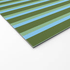 Light Sky Blue, Dark Sea Green, and Dark Olive Green Colored Striped Pattern Welcome Mat Gallery Image 2