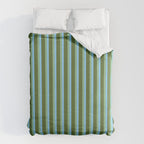 Light Sky Blue, Dark Sea Green, and Dark Olive Green Colored Striped Pattern Duvet Cover Gallery Image 6