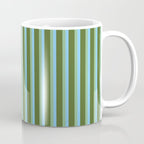 Light Sky Blue, Dark Sea Green, and Dark Olive Green Colored Striped Pattern Coffee Mug Gallery Image 1
