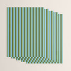 Light Sky Blue, Dark Sea Green, and Dark Olive Green Colored Striped Pattern Wrapping Paper Gallery Image 3