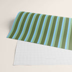 Light Sky Blue, Dark Sea Green, and Dark Olive Green Colored Striped Pattern Wrapping Paper Gallery Image 2