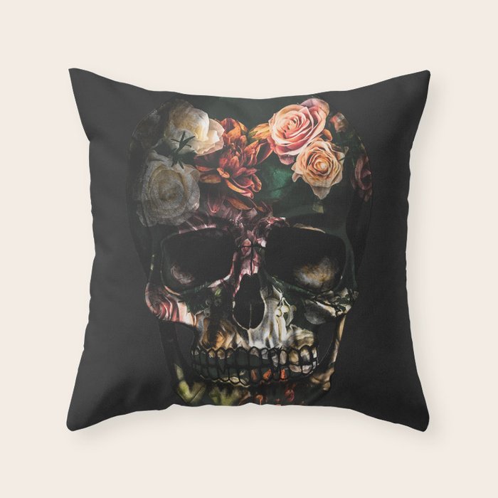 FLORAL SKULL Throw Pillow Gallery Image 6
